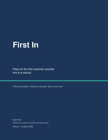 First In cover: Plays for the first customer success hire at a startup