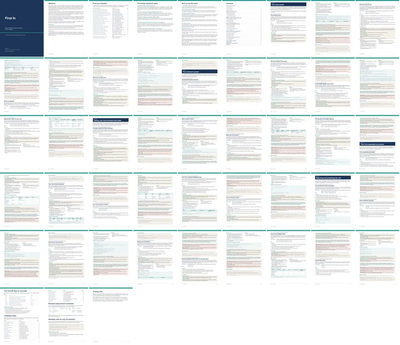 Every page of First In at a glance