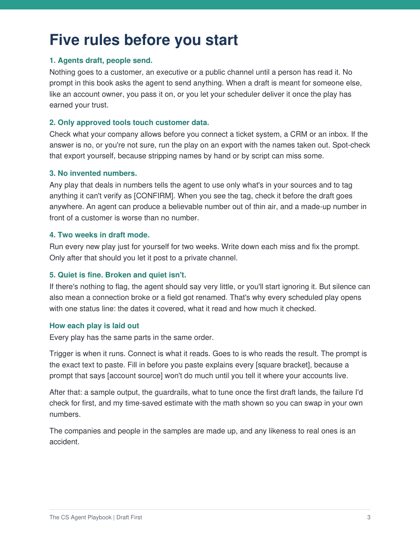 Page with the five safety rules for running AI agents
